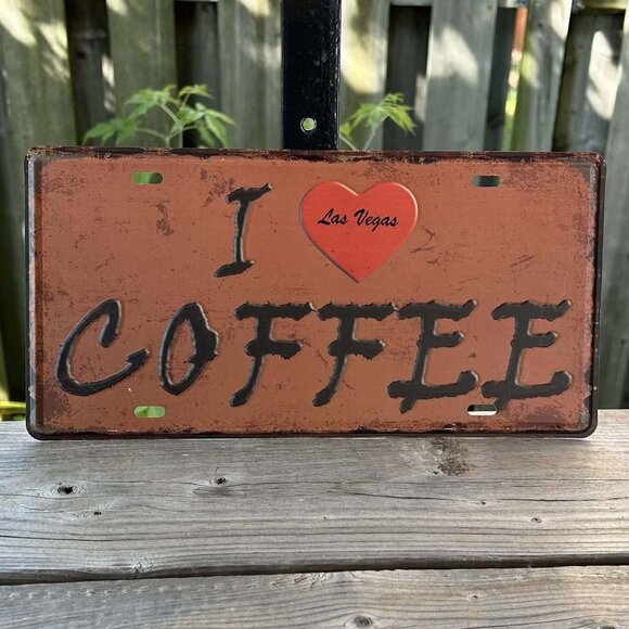 Coffee Vintage Tin Metal Sign | I Love  ❤️  COFFEE sign - Picture 3 of 5